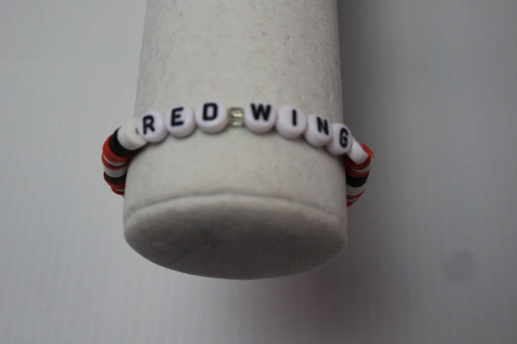 Detroit Red Wings Beaded Stretch Bracelet by Beaded Beauties