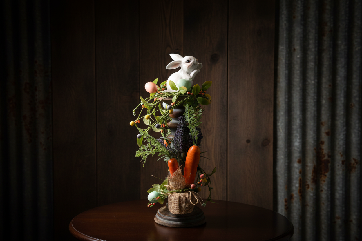 Easter Bunny Spring Pedestal Arrangement – Handmade by Red Brick Wreaths