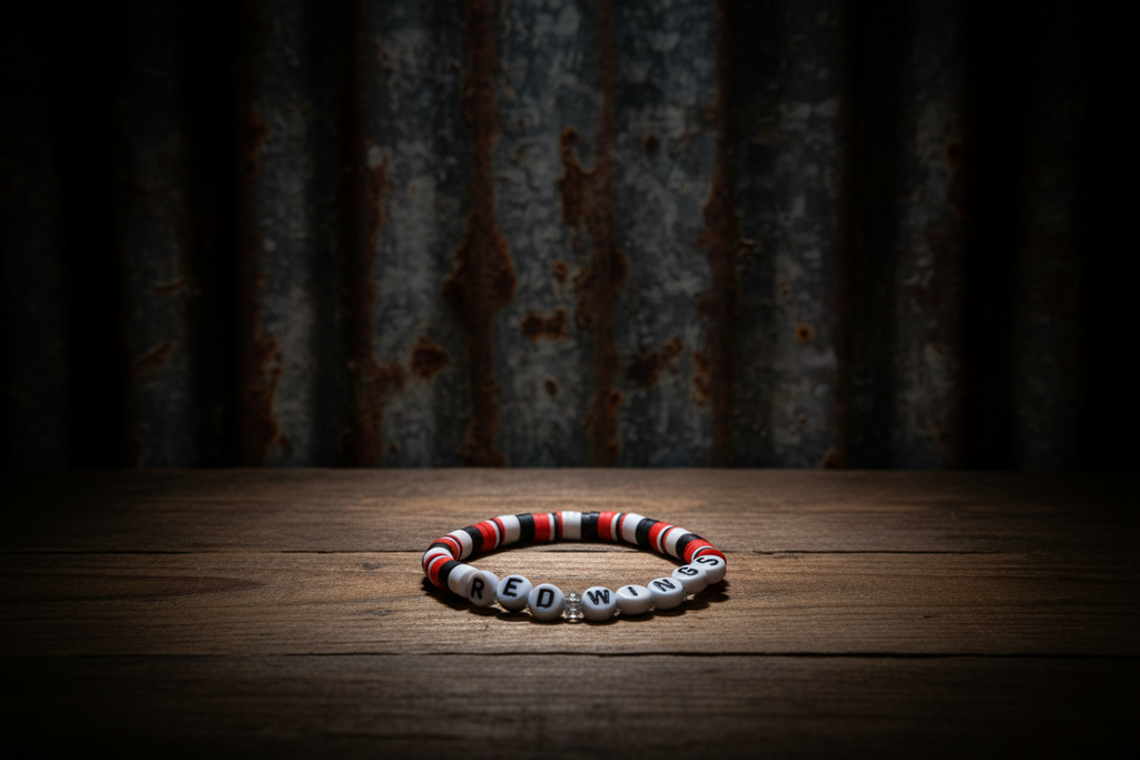 Detroit Red Wings Beaded Stretch Bracelet by Beaded Beauties