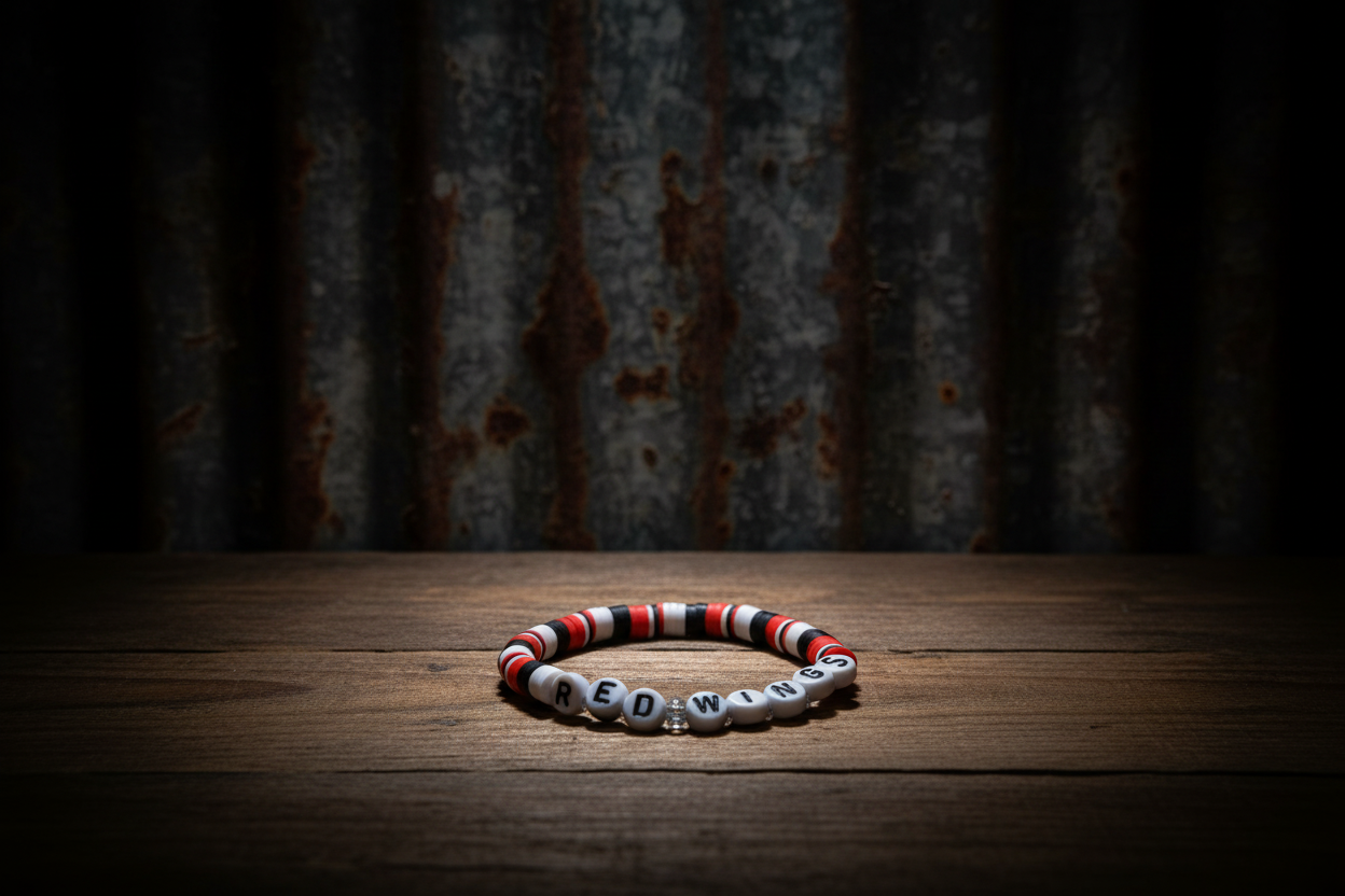 Detroit Red Wings Beaded Stretch Bracelet by Beaded Beauties