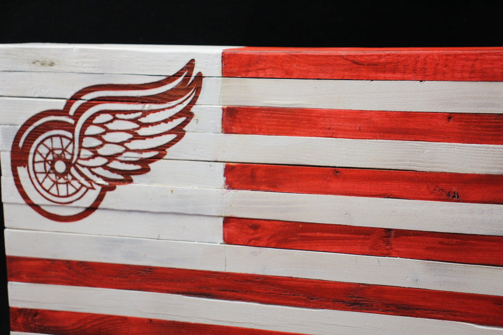 Detroit Red Wings Wooden Wall Flag