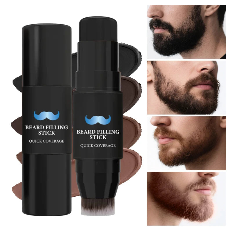 2 in 1 Beard Filler Stick with Brush Beard Pen Filler Long-Lasting Coverage Natural Effect Men's Beard Pen and Beard Brush