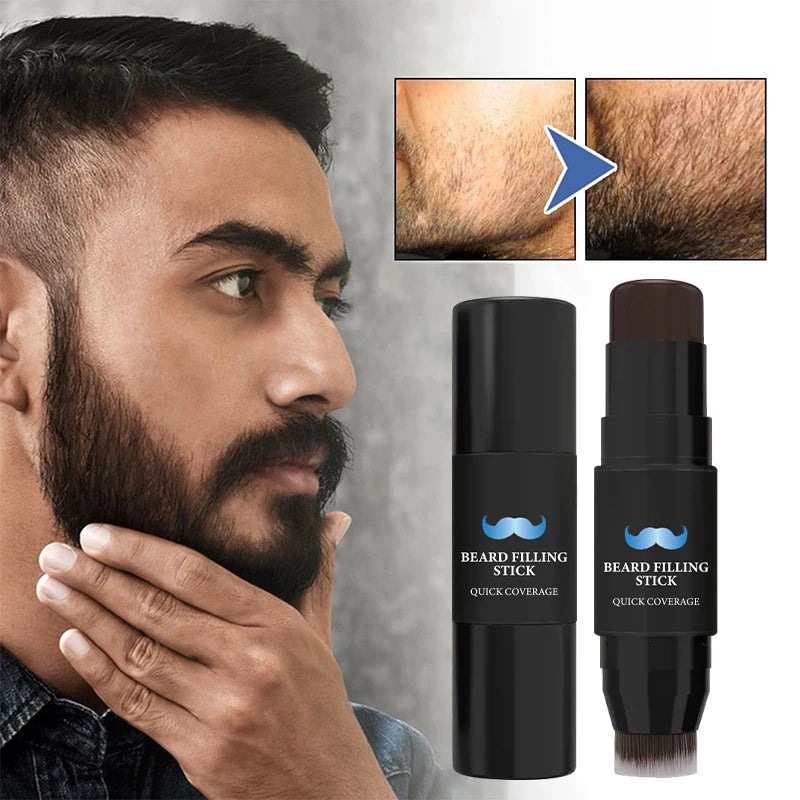 2 in 1 Beard Filler Stick with Brush Beard Pen Filler Long-Lasting Coverage Natural Effect Men's Beard Pen and Beard Brush