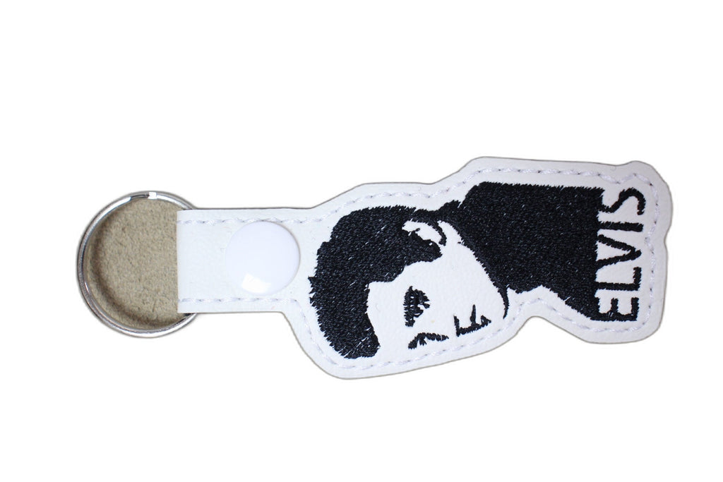 Elvis Presley Faux Leather Keychain – Retro Silhouette Design